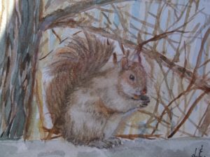 Forest squirrel painting