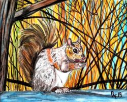 Lécureuil sur le mur painting